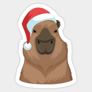 Christmas Capybara in Santa Hat Sticker